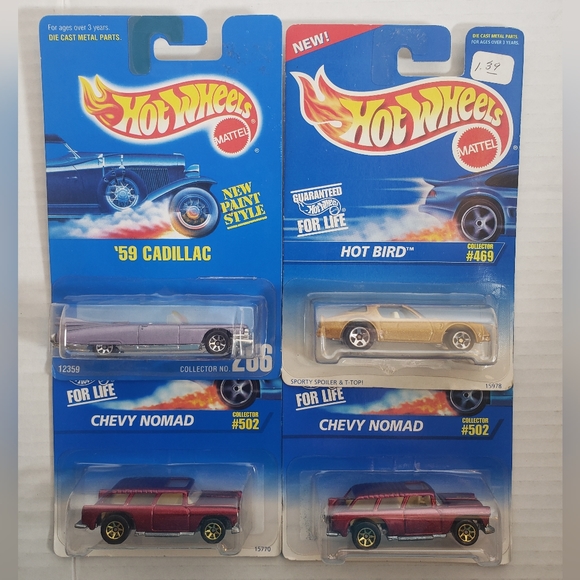 Hot Wheels Hot Bird, '59 Cadillac, 2 Chevy-Nomads Set of 4 - Picture 1 of 7